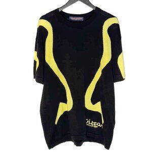 Louis Vuitton 2023 Black Sporty Line Yellow Intarsia Knit T-shirt